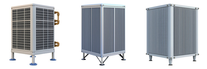 Three metal cages with varying designs, constructed for containment or storage purposes, showcasing industrial strength and functionality.