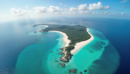 Obraz premium Beautiful Aerial View of a Tropical Island with White Sand Beaches