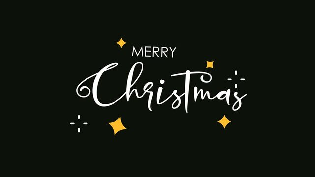 Marry Christmas Text with dark green background animation