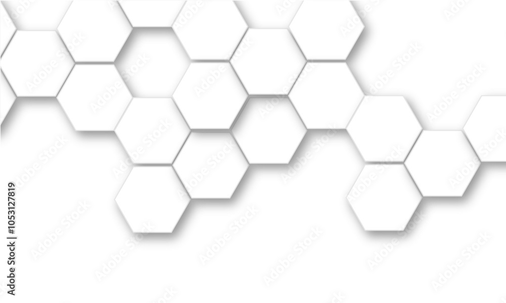Poster abstract white soft hexagon concept design abstract technology background vector. white 3d futuristi