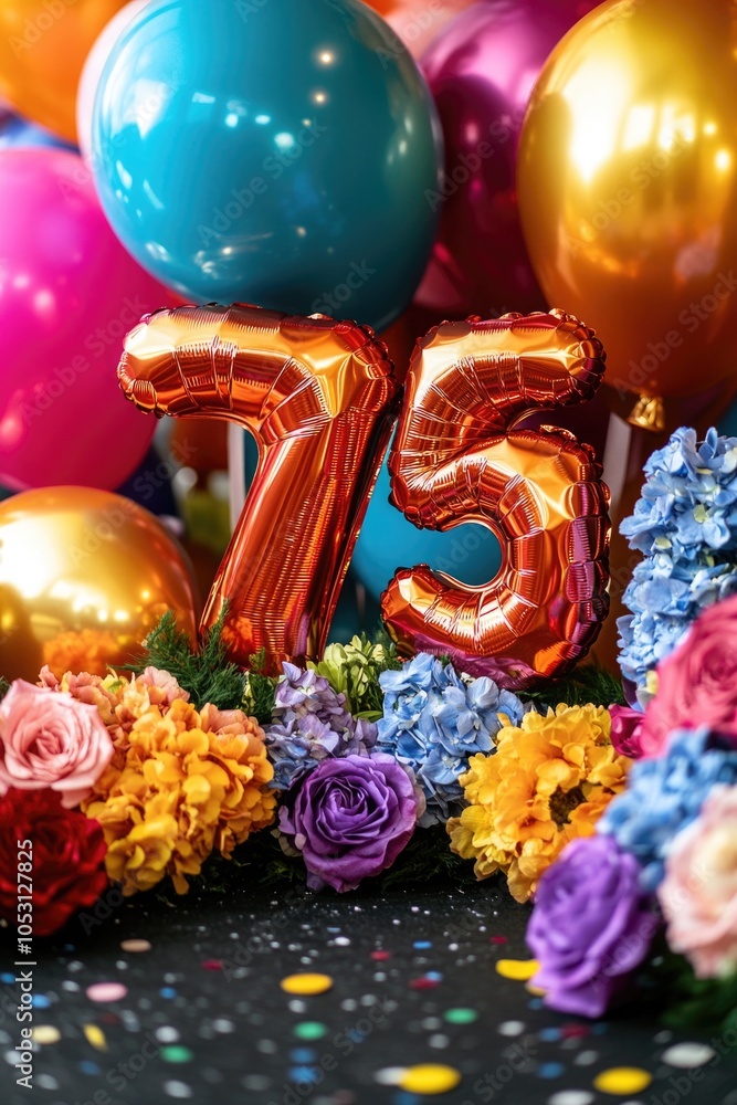 Canvas Prints Balloons and Flowers on Table