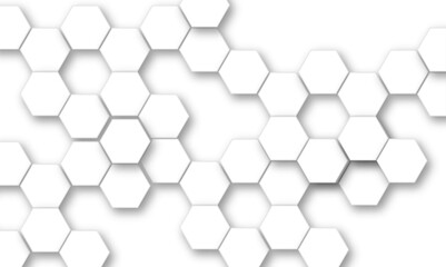 Fototapeta premium Abstract white hexagon pattern background. Abstract hexagon technology design background. Futuristic honeycomb mosaic white background. Vector Illustration. 