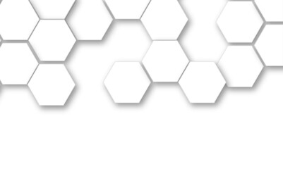 Abstract white hexagon pattern background. Abstract hexagon technology design background. Futuristic honeycomb mosaic white background. Vector Illustration. 