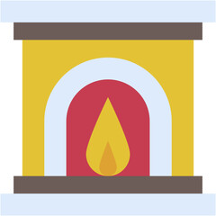 Vector Icon Chimney, Furniture and Household, Fireplace, Warm, Winter