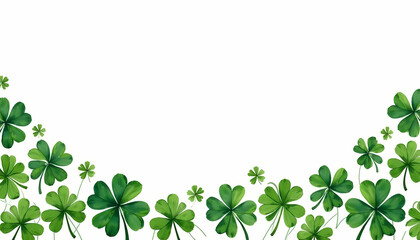  background with green shamrocks for Saint Patrick's Day celebration, copy space