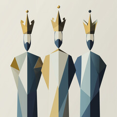 Geometric Three Wise Men illustration in neutral tones