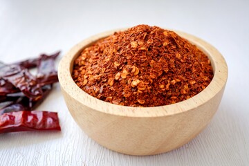 Dried chili pepper, cayenne pepper on white background