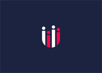 Letter u with people logo icon design vector design template inspiration