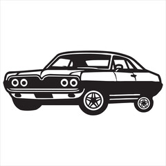 Naklejka premium Classic Car Vector illustration in black and white - Luxury Car Clipart Design
