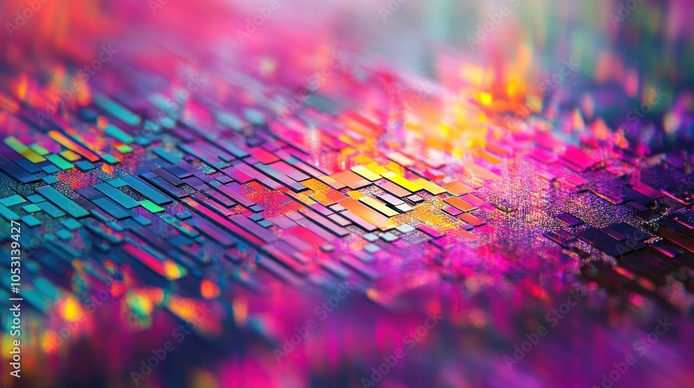 Poster Abstract Colorful Geometric Pattern with Glittering Texture