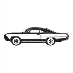 Obraz premium Classic Car Vector illustration in black and white - Luxury Car Clipart Design