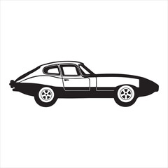 Fototapeta premium Classic Car Vector illustration in black and white - Luxury Car Clipart Design