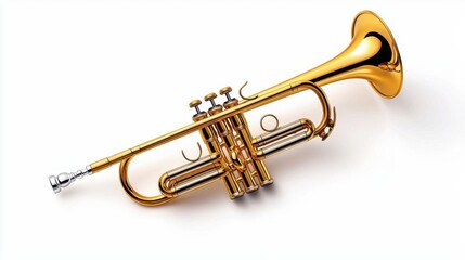 Obraz premium A photostock of an elegant trumpet isolated on a white background, symbolizing classical music.