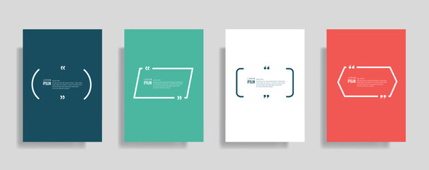 Quotes frames blank templates set. Text in brackets  citation empty speech bubbles  quote bubbles. Textbox isolated on color background.