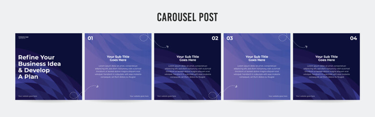 Set of minimalist business carousel post, Customize social media template design, Instagram and LinkedIn carousel post, template eps 10.	