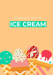 ice cream  poster design suitable for flyer, and restaurant promotion
