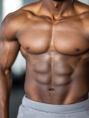 Fototapeta premium Athletic male torso showcasing strength and fitness against a neutral background