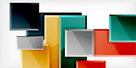 Fototapeta premium Colorful squares and rectangles. Vector Illustration For Wallpaper, Banner, Background, Card, Book Illustration, landing page