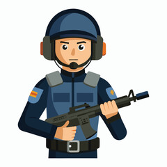 vector police officer wearing a helmet and ear protection