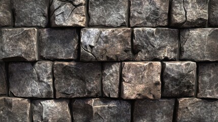 Obraz premium Ancient stone wall with textured blocks and visible signs of wear