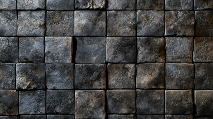 Fototapeta premium Ancient stone wall with textured blocks and visible signs of wear