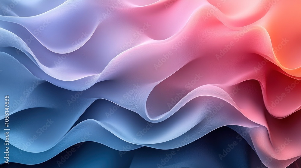 Poster abstract wavy patterns in vibrant colors create a soothing visual.