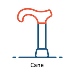 Cane vector Outline Two Color Design icon. Volunteering Symbol on White background EPS 10 File