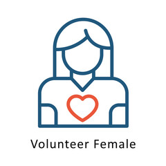 Volunteer Female vector Outline Two Color Design icon. Volunteering Symbol on White background EPS 10 File