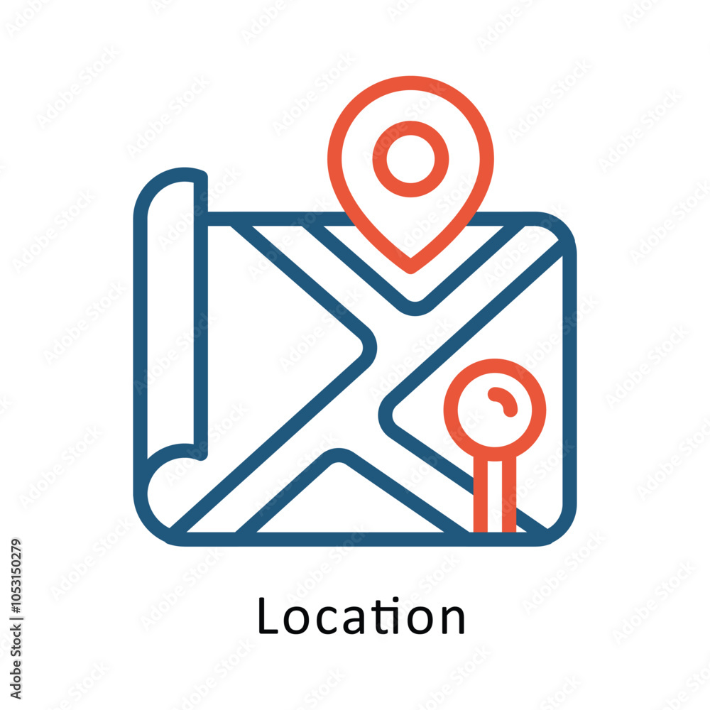 Poster location vector outline two color design icon. volunteering symbol on white background eps 10 file