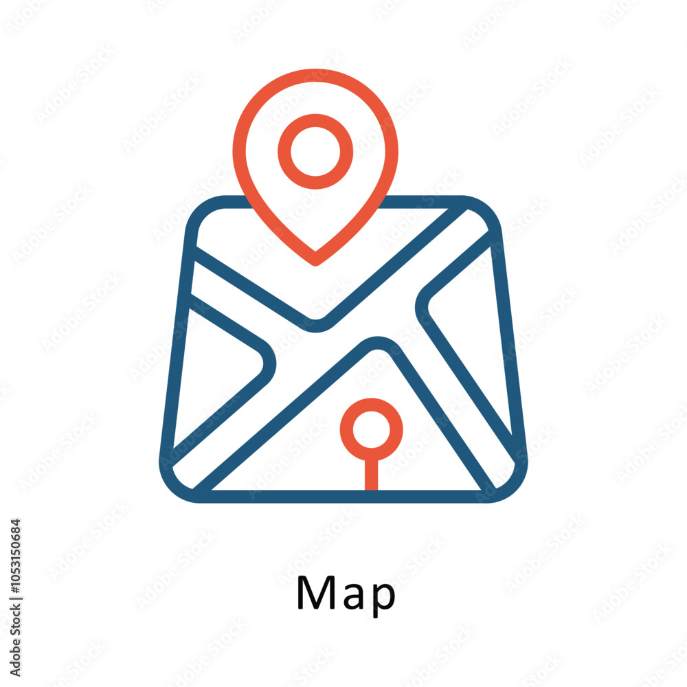 Poster map vector outline two color design icon. volunteering symbol on white background eps 10 file