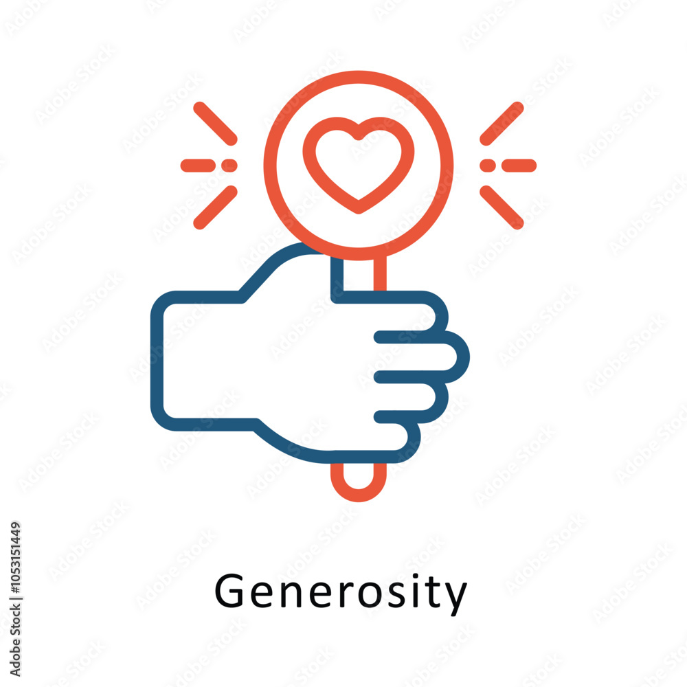 Poster generosity vector outline two color design icon. volunteering symbol on white background eps 10 file