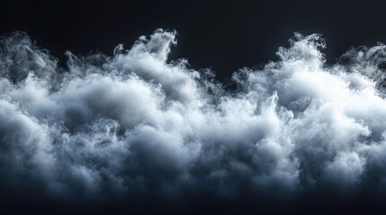 Fototapeta premium Abstract white smoke clouds against a dark background.