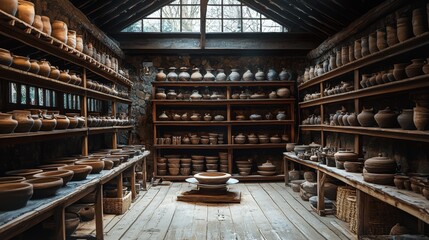 Herbal tea vessels made in traditional pottery workshop