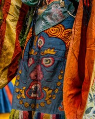 Handmade Garments with demon god spirit design at Tibetan Buddhist Tiji Festival, Lo Manthang, Nepal