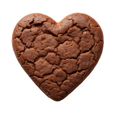 love shape chocolate cookie top view isolated on transparent background