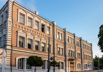 Old buildings of Gomel, built in the late 19th - early 20th centuries, which are under the protection of UNESCO on a quiet summer evening