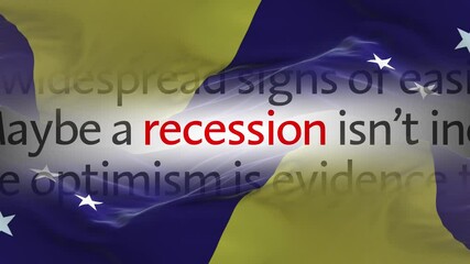 Tokelau flag - Waving flag on loop of economic news articles - Powered by Adobe