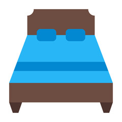 Double Bed Flat Icon Design