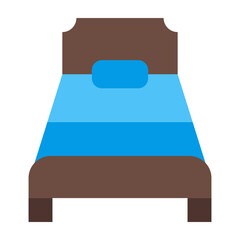 Single Bed Flat Icon Design
