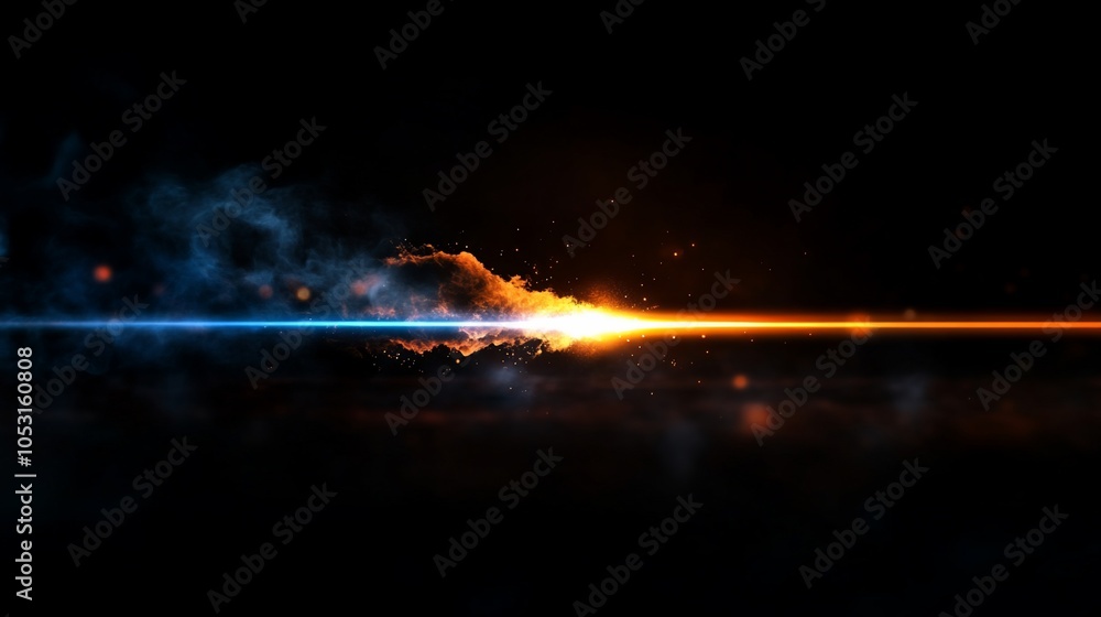 Poster a beam of light explodes from a central point, with smoke and sparks trailing behind.
