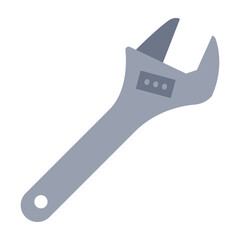 Adjustable Wrench Flat Icon Design
