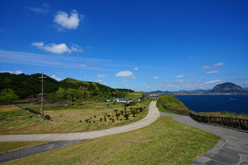 fine walkway at seaside cliff