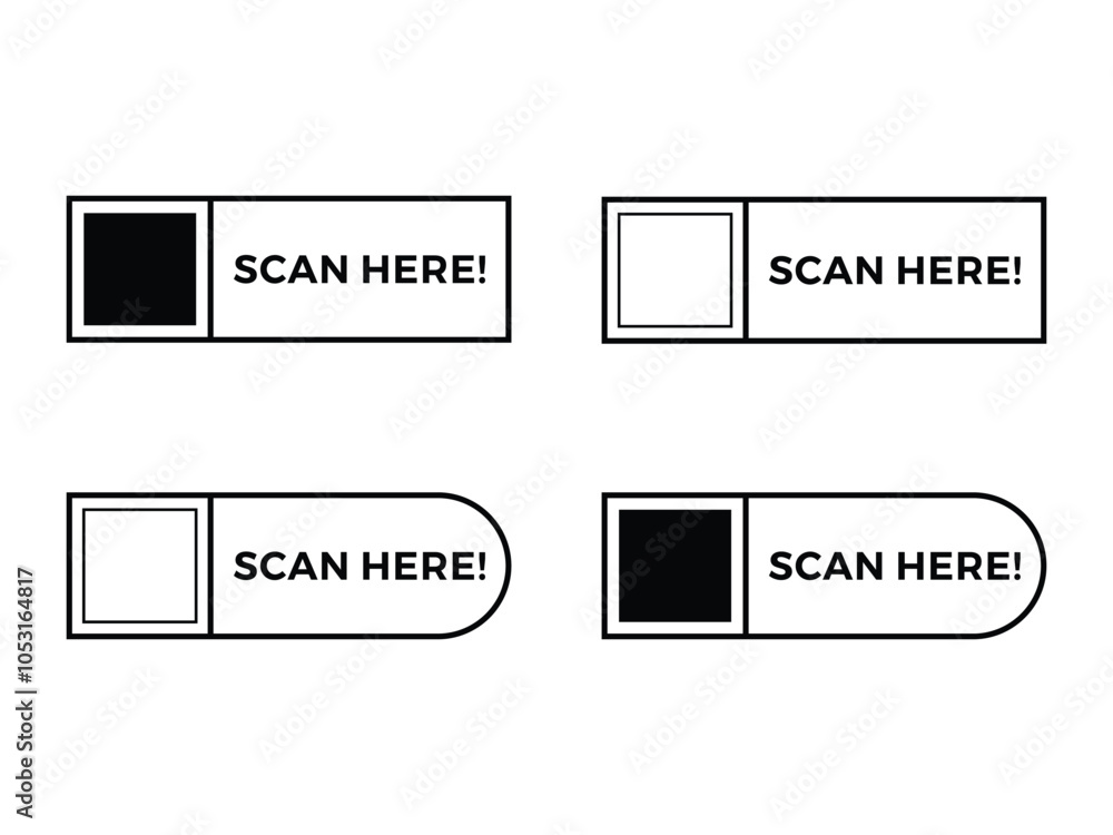 Poster scan qr code icon for payment, mobile app and identification vector illustration on transparent back