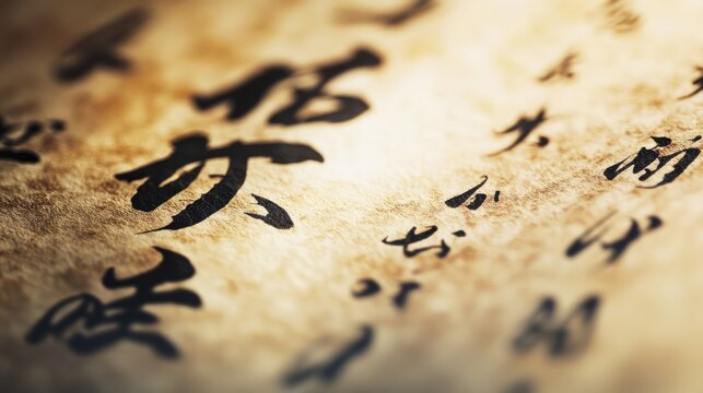 Ancient Japanese Calligraphy on Grunge Paper