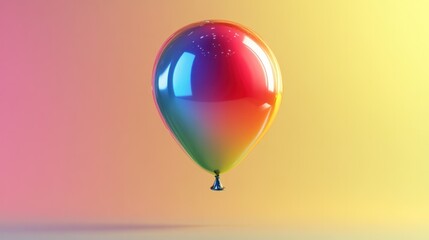 Obraz premium Playful 3D balloon with rainbow hues, glossy textures, and a floating effect for an animated scene