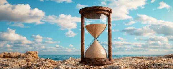 Hourglass with the sand falling upwards, defying gravity, hourglass surreal, symbolizing a reversal or distortion of time