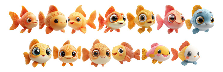 Fototapeta premium Cute Colorful Fish Toys For Children and Collectors