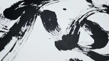 Black Ink Strokes on White Canvas