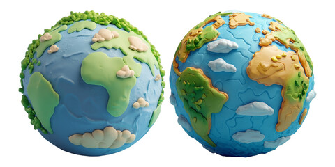Colorful Earth Model With Green and Blue Details