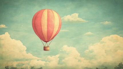 Fototapeta premium Retro cartoon balloon in soft, nostalgic colors with rounded shapes and a playful, vintage aesthetic